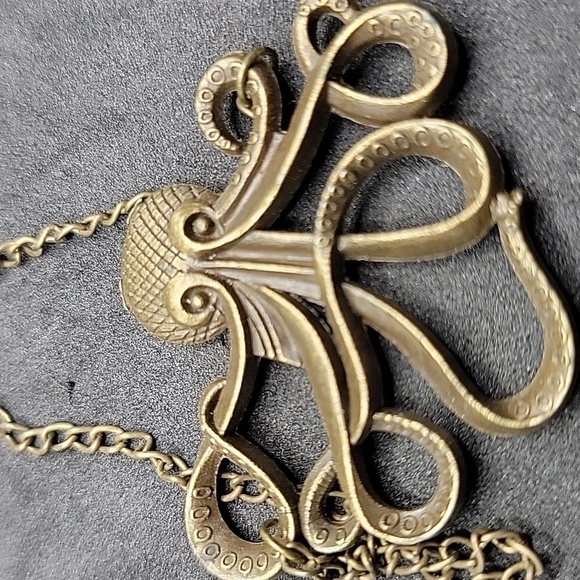 Bronze Tone Octupus Kraken Pendant Necklace Chain Pirate Sea Ocean Steampunk - Picture 15 of 16